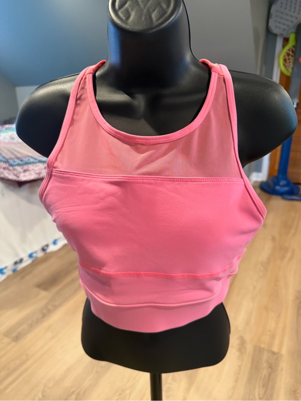 Pink High-Neck Sports Bra Crop Top
